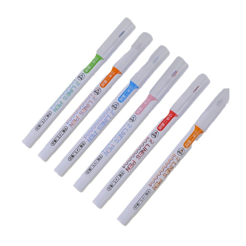 Six-color Stereo Double Line Pen Ins Hand Account Mark