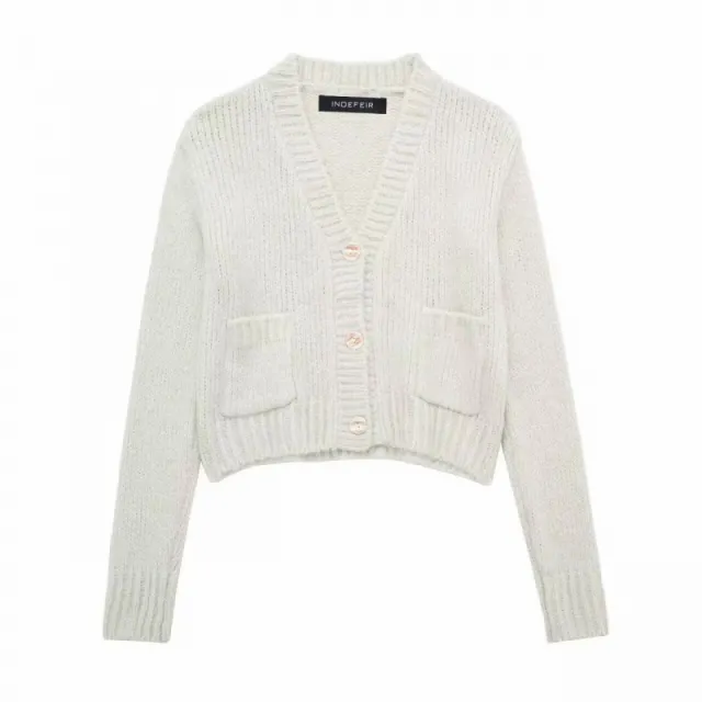 Women's Street Fashion V neck Knitted Cardigan Coat Picture Color M - Shop at LoveMi