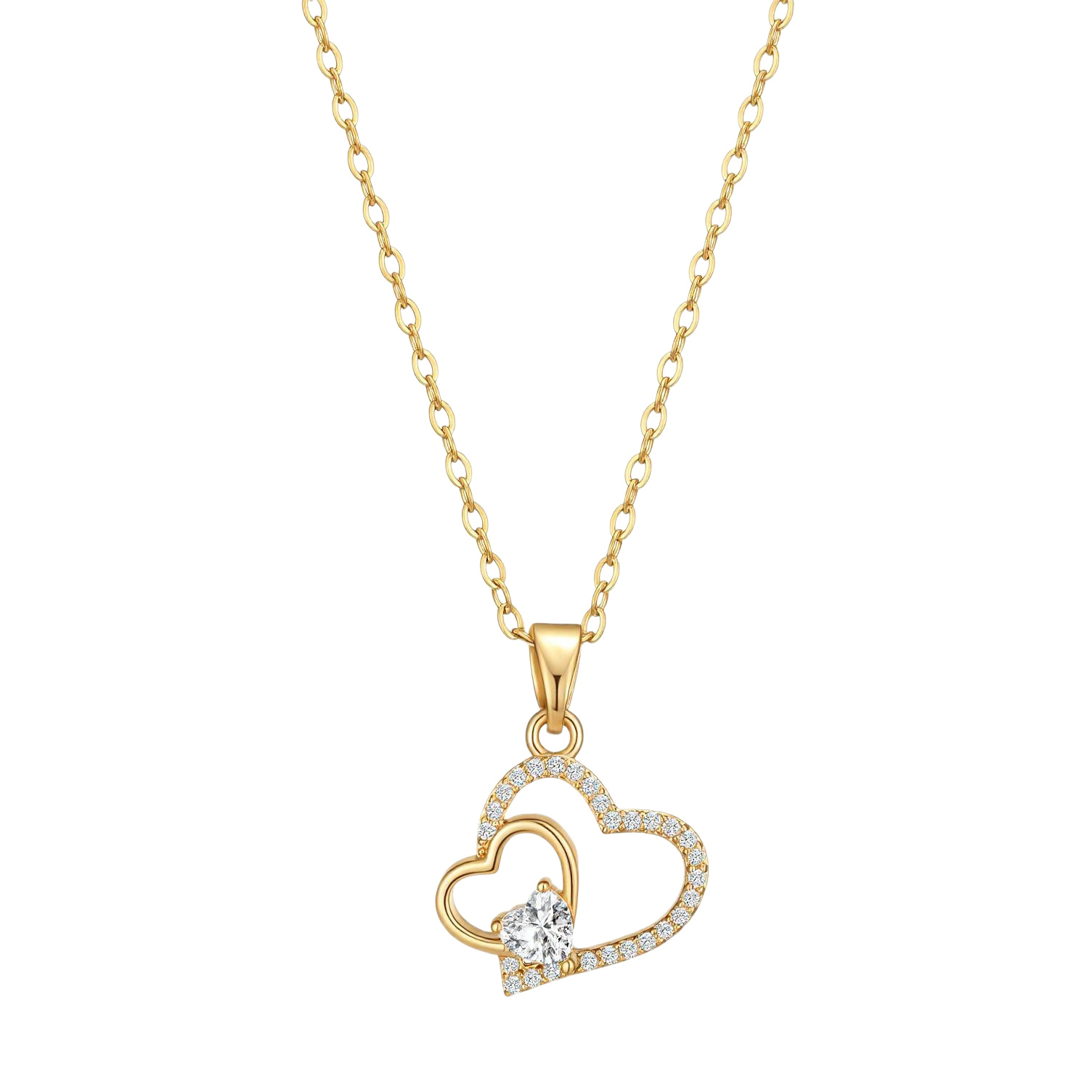Heart Shaped Zircon Necklace Clavicle Chain Pendant
