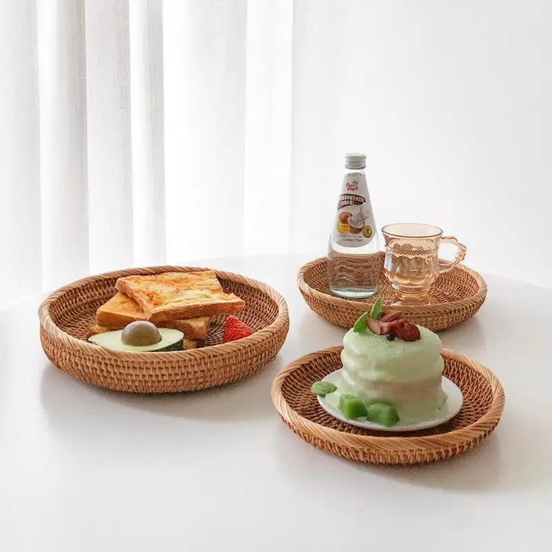 Simple Rattan Round Fruit Storage Basket