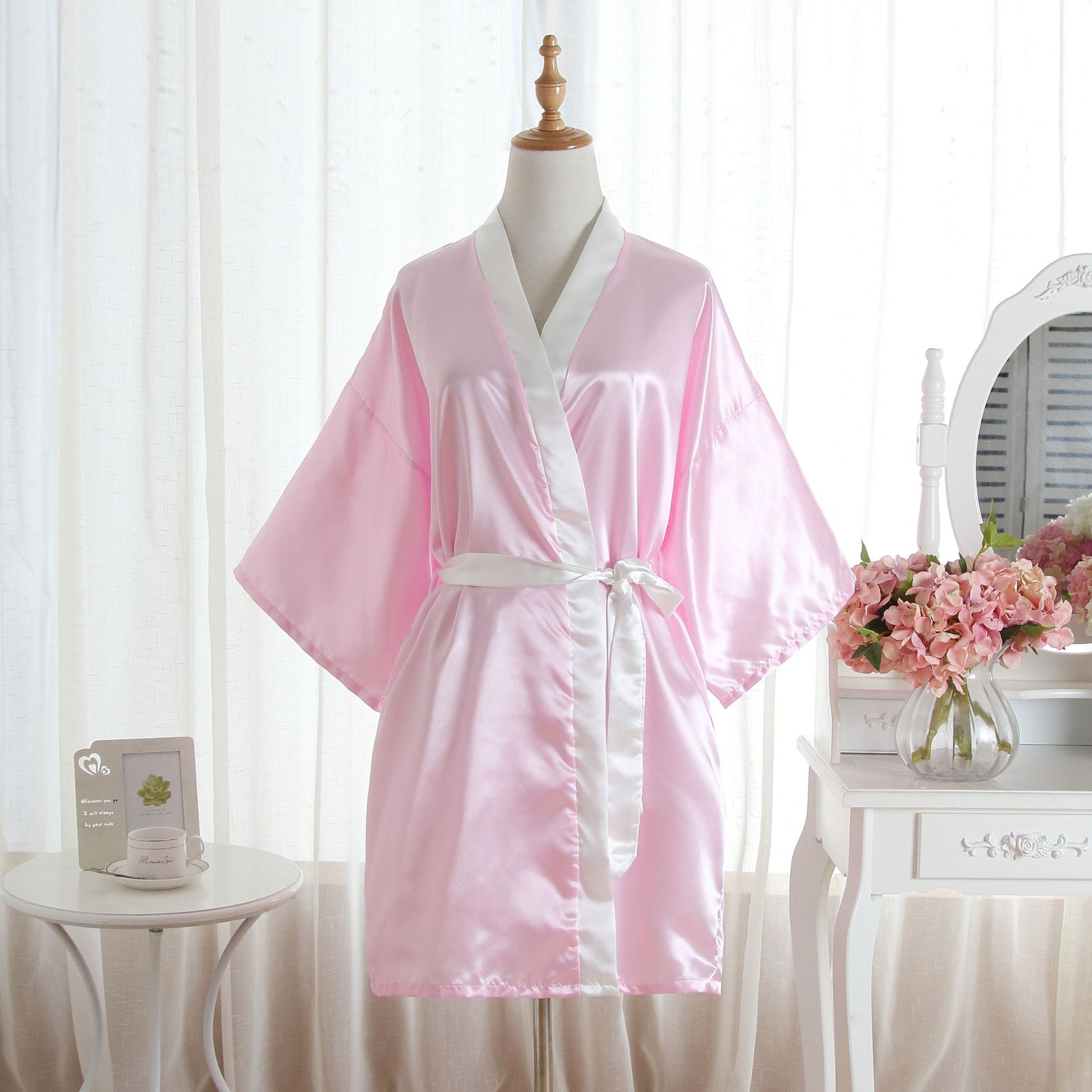 Solid-color Short Womens Thin Sexy Cardigan Pajamas