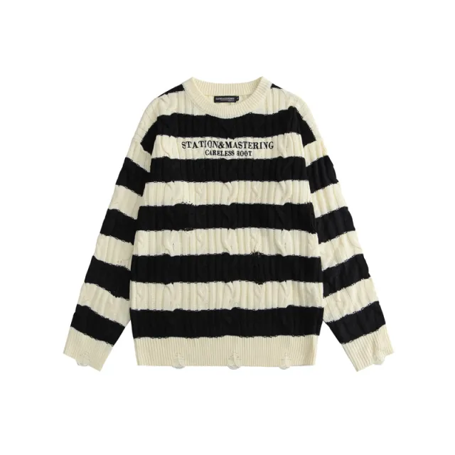 Men's Versatile Casual Contrasting Color Knitted Sweater Apricot - Shop at LoveMi