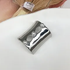 Metal U-shaped Pearl Barrettes Vintage Good-looking Hair Hook - Pearl U Hair Hook Silver - View 1