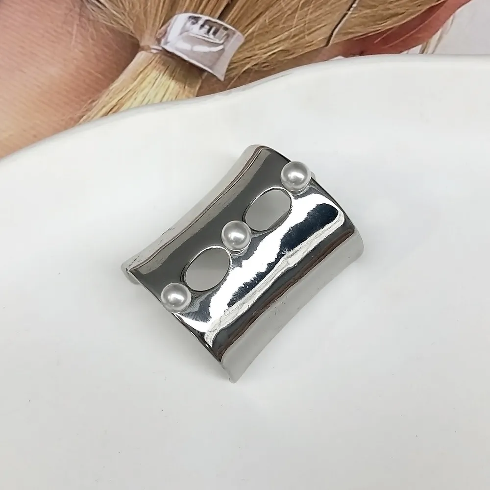Metal U-shaped Pearl Barrettes Vintage Good-looking Hair Hook - Pearl U Hair Hook Silver