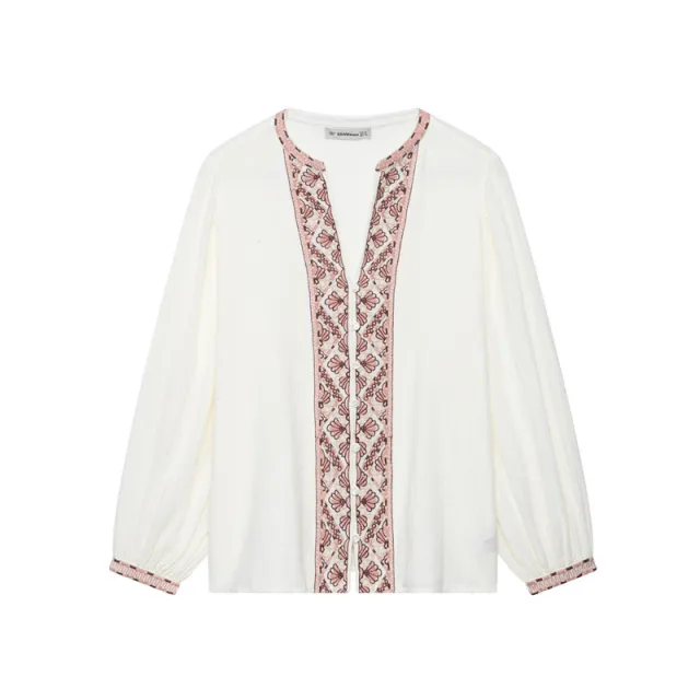 Retro Ethnic Style Mori Style Embroidered Long Sleeve Ramie Shirt - Shop at LoveMi