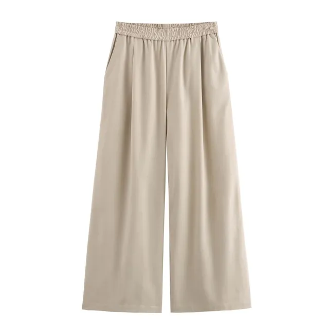 Women's Linen Blend Wide Sleeve Shirt Straight leg Pants Suit Pants - Shop at LoveMi