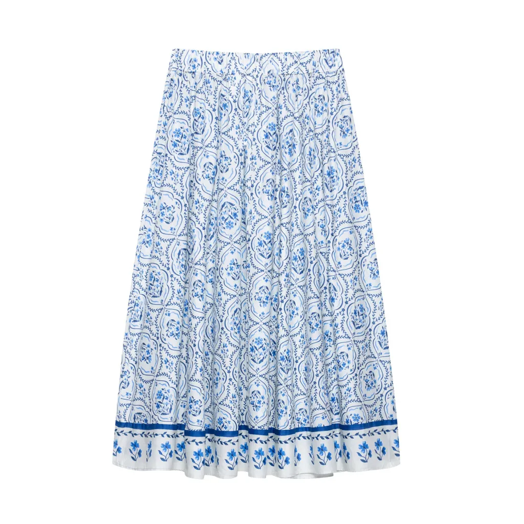 Versatile Chic Midi Skirt For Vacationperfect For Casual Everyday Looks - Blue
