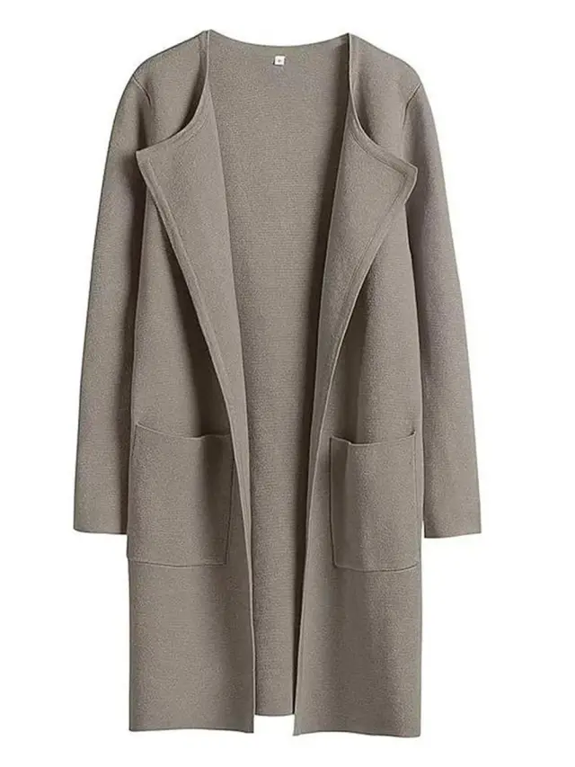 Fashion All match Comfort And Casual Woolen Turn down Collar Coat Taupe - Shop at LoveMi