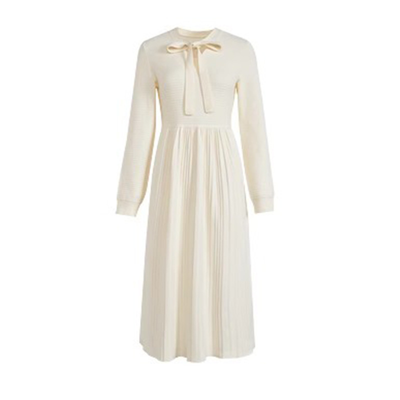 Autumn And Winter Long Sleeves Knitted Sweater Dress White - Shop at LoveMi