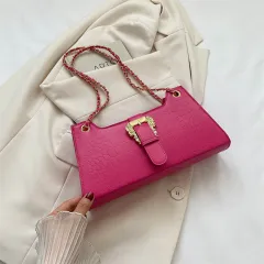 Women's Fashion Simple Chain Fashion Bag Shoulder Bag Casual Trend Crossbody Small Square Bag - Rose - View 1