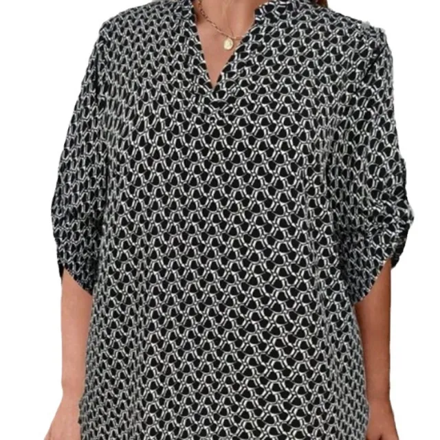 Women's Shirt V neck Long Sleeve Temperament Printed Slimming Top No 7 Color Xxl - Shop at LoveMi