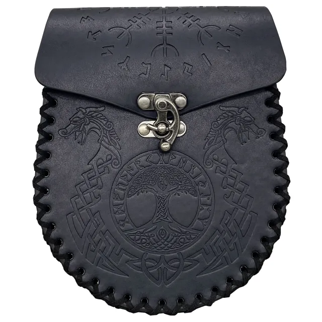 Viking Style Medieval Hanging Belt Coin Purse Vintage Belt Bag Black - Shop at LoveMi