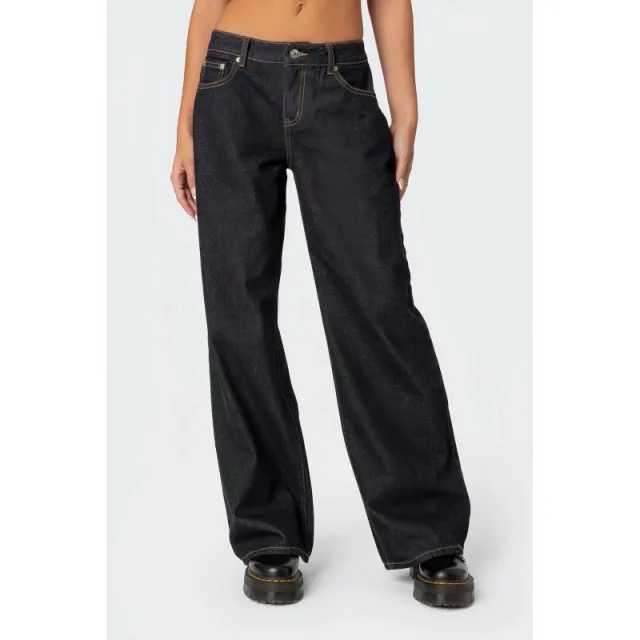 Women's High Waist Wide Leg Mopping Jeans Black - Shop at LoveMi
