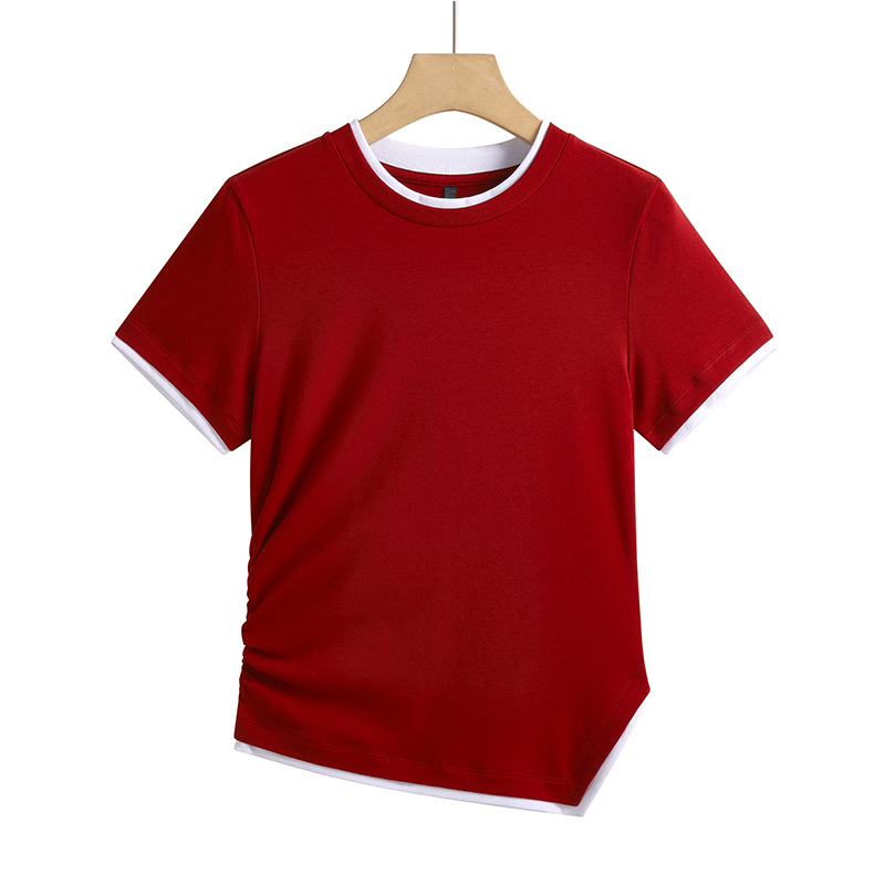 Contrast Color Women's All-match Cotton T-shirt