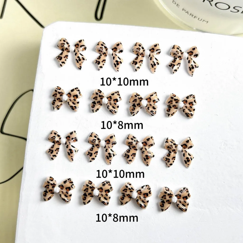 Maillard Leopard Bow Nail Accessories - Mixed Style