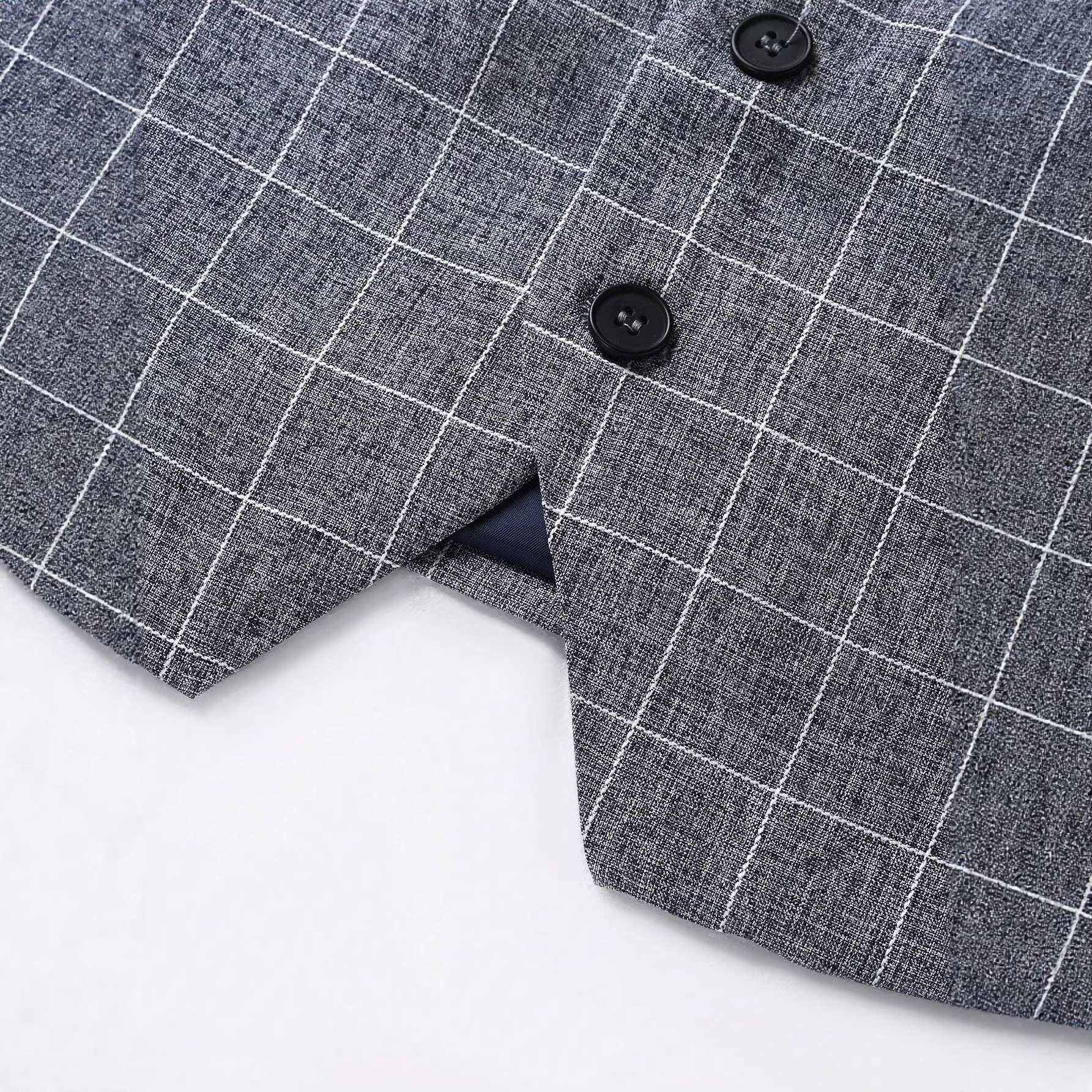 Mens Light Business Plaid Waistcoat And Dress Pants Two-Piece Suit 5