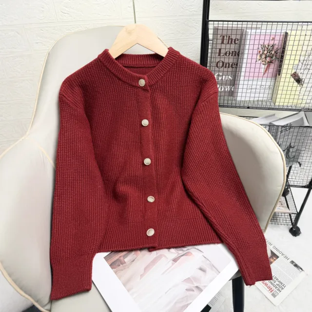 Fashion Short Women's Clothing Slim Fit Sweater Wine Red - Shop at LoveMi