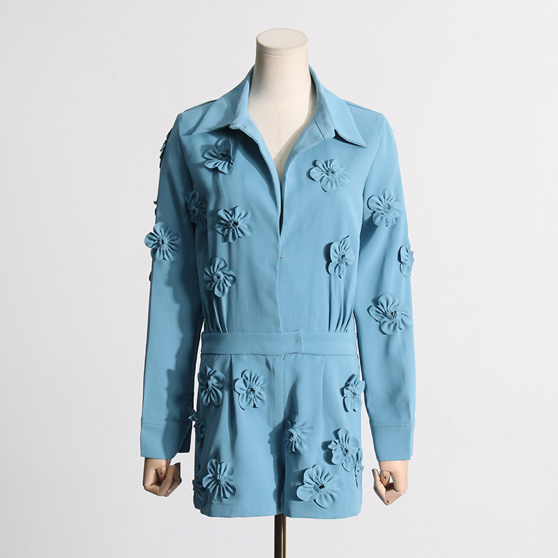 Fashionable Elegant Three-dimensional Flower Design Waist Slimming Jumpsuit