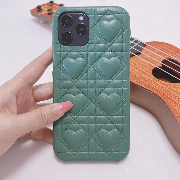 Creative Lingge Leather Silicone Phone Case