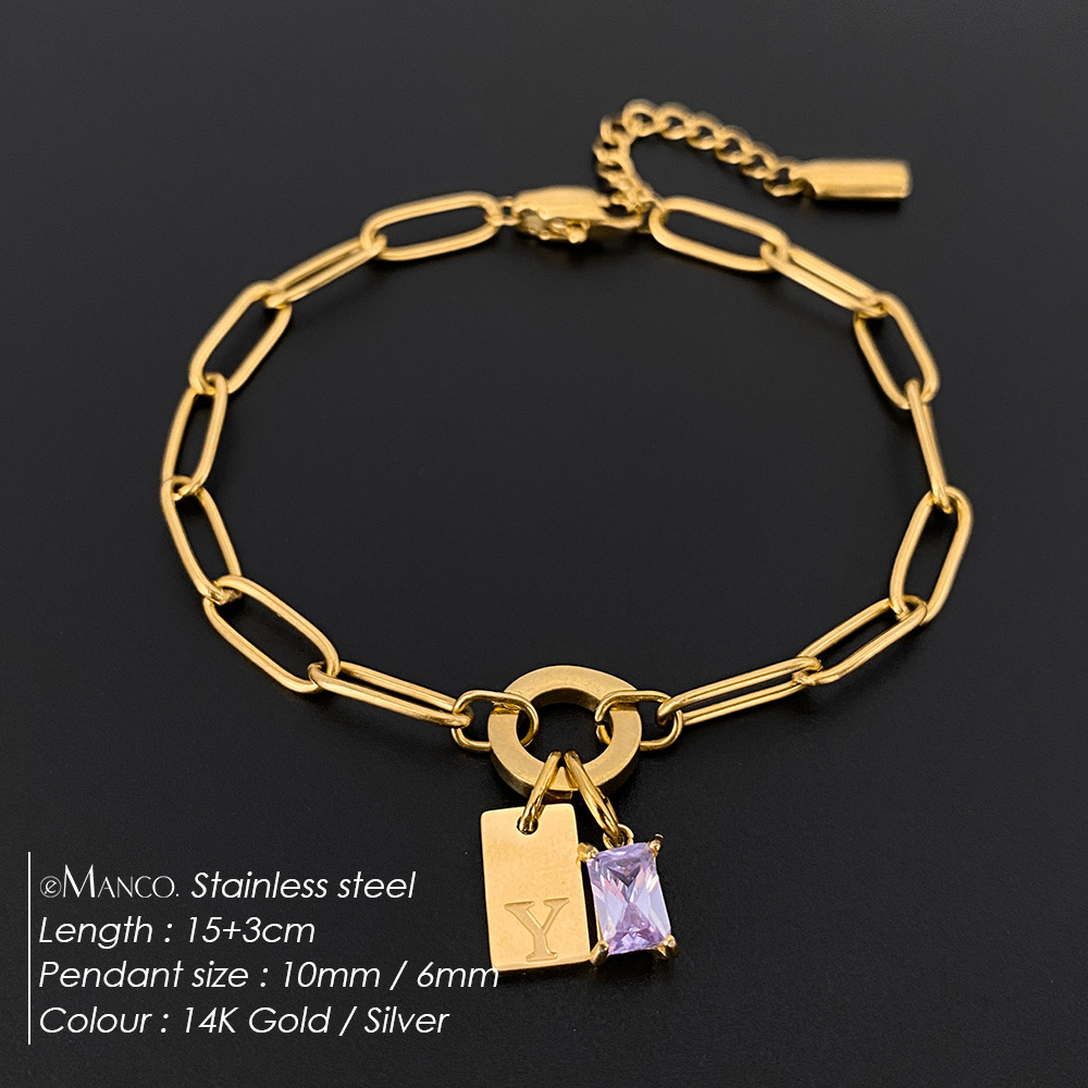 Womens Fashionable Rhinestone Letter Combination Bracelet Jewelry