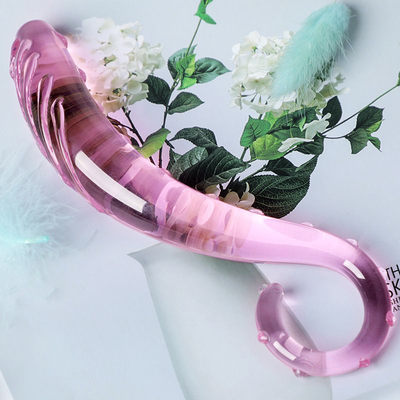 Cherry Pink Magic Wand Glass Dildo Vaginal And Anal Dual-use