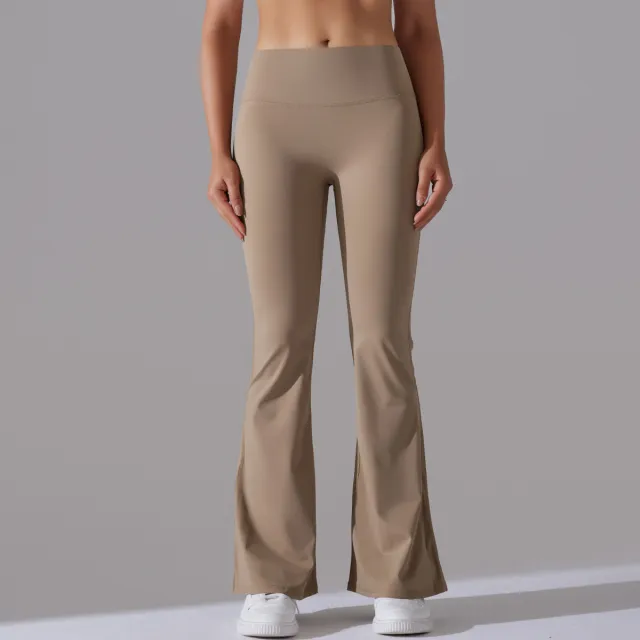 Double sided Brushed Solid Color High Waist Casual Sports Wide leg Pants Cocoa Color - Shop at LoveMi