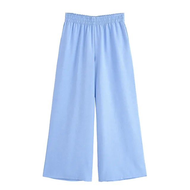 Blended Safari Shirt Wide Leg Trousers Suit Pants - Shop at LoveMi