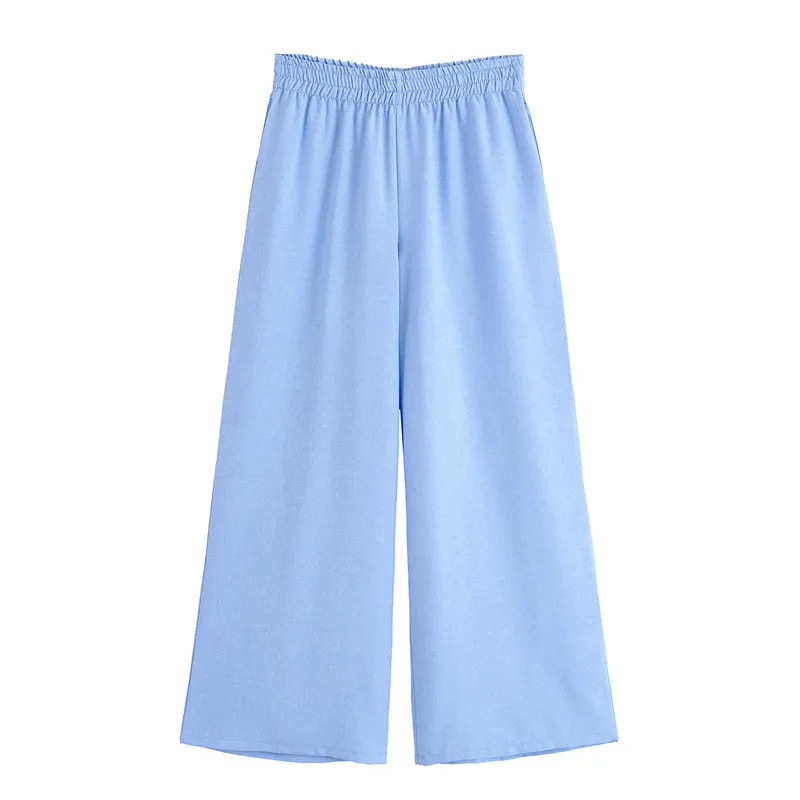 Blended Safari Shirt Wide Leg Trousers Suit - Pants