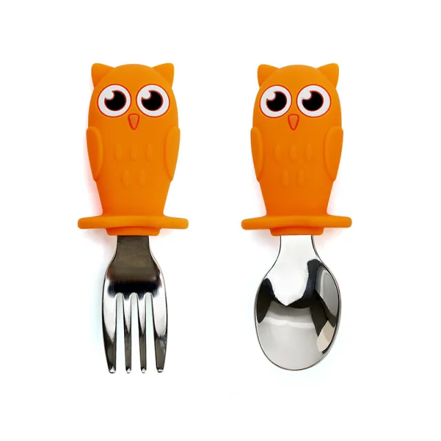 Owl Plate Two color Epoxy Compartment Suction Cup Orange - Shop at LoveMi