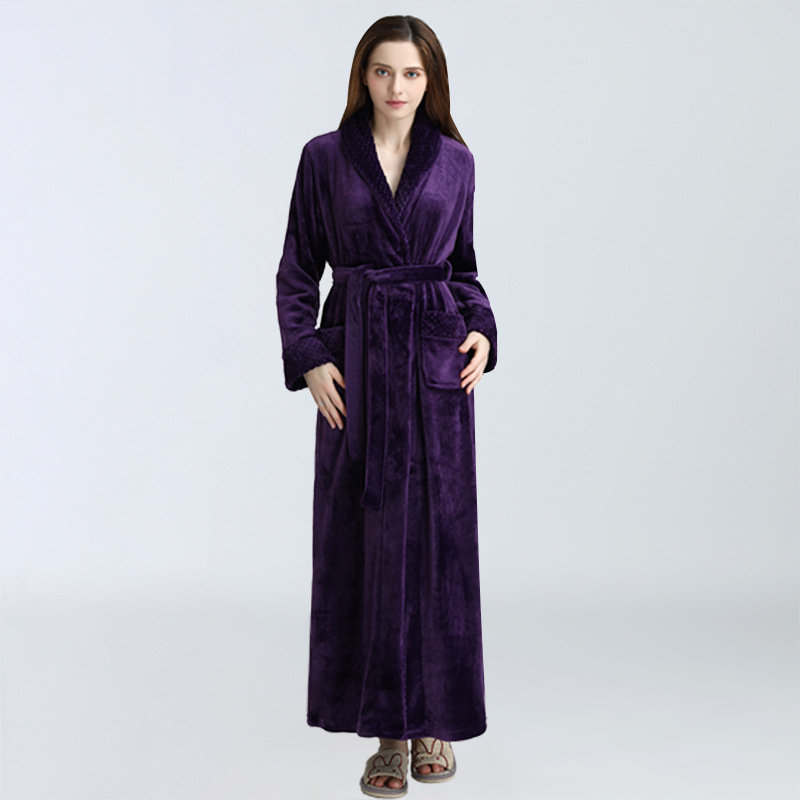 Women's Autumn And Winter Thickening Lengthened Bathrobe Flannel Nightgown