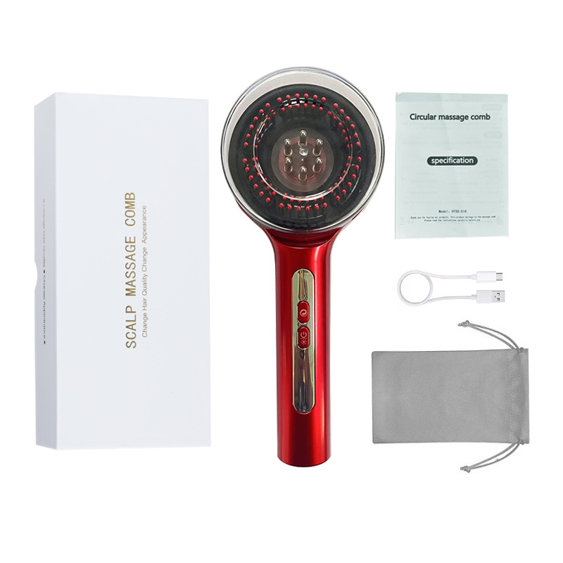 Rubbing Hair Comb Scalp Electric Massage Comb Red Light Anti-density Hair Growth Device