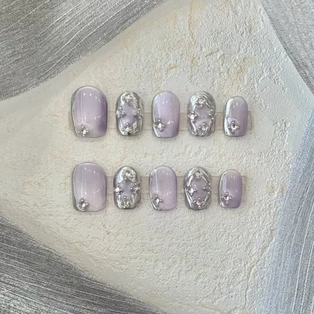 Light Purple Bucheriti Short Nail Stickers Light Purple - Shop at LoveMi