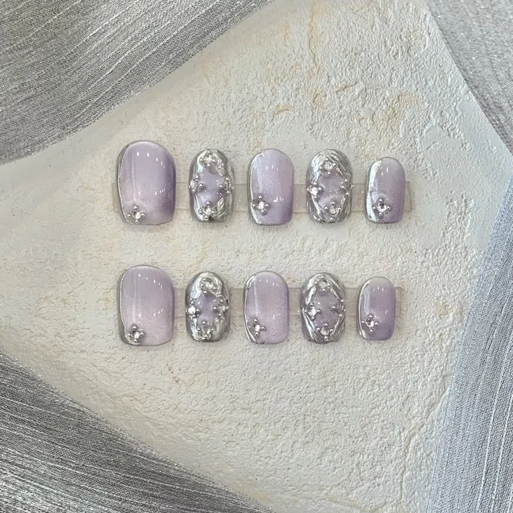 Light Purple Bucheriti Short Nail Stickers - Light Purple