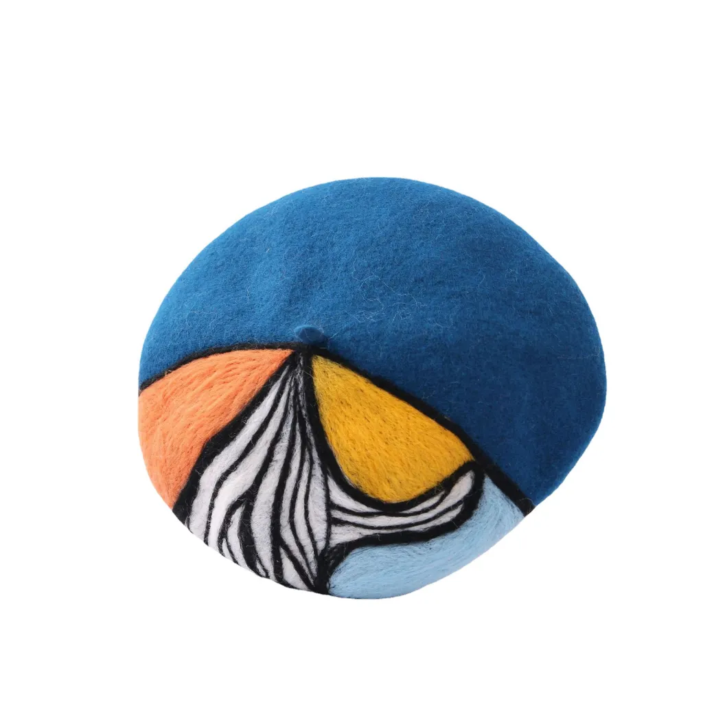 Handmade Wool Felt Painter Cap Color Matching Japanese Style