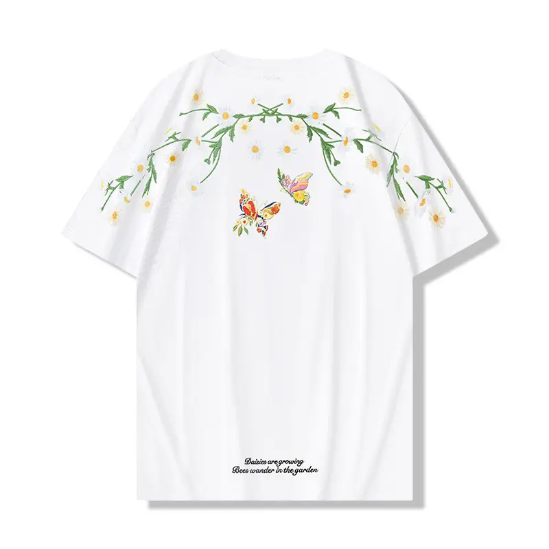 New National Fashion Short-sleeved T-shirt Butterfly Light Changing Chinese Style