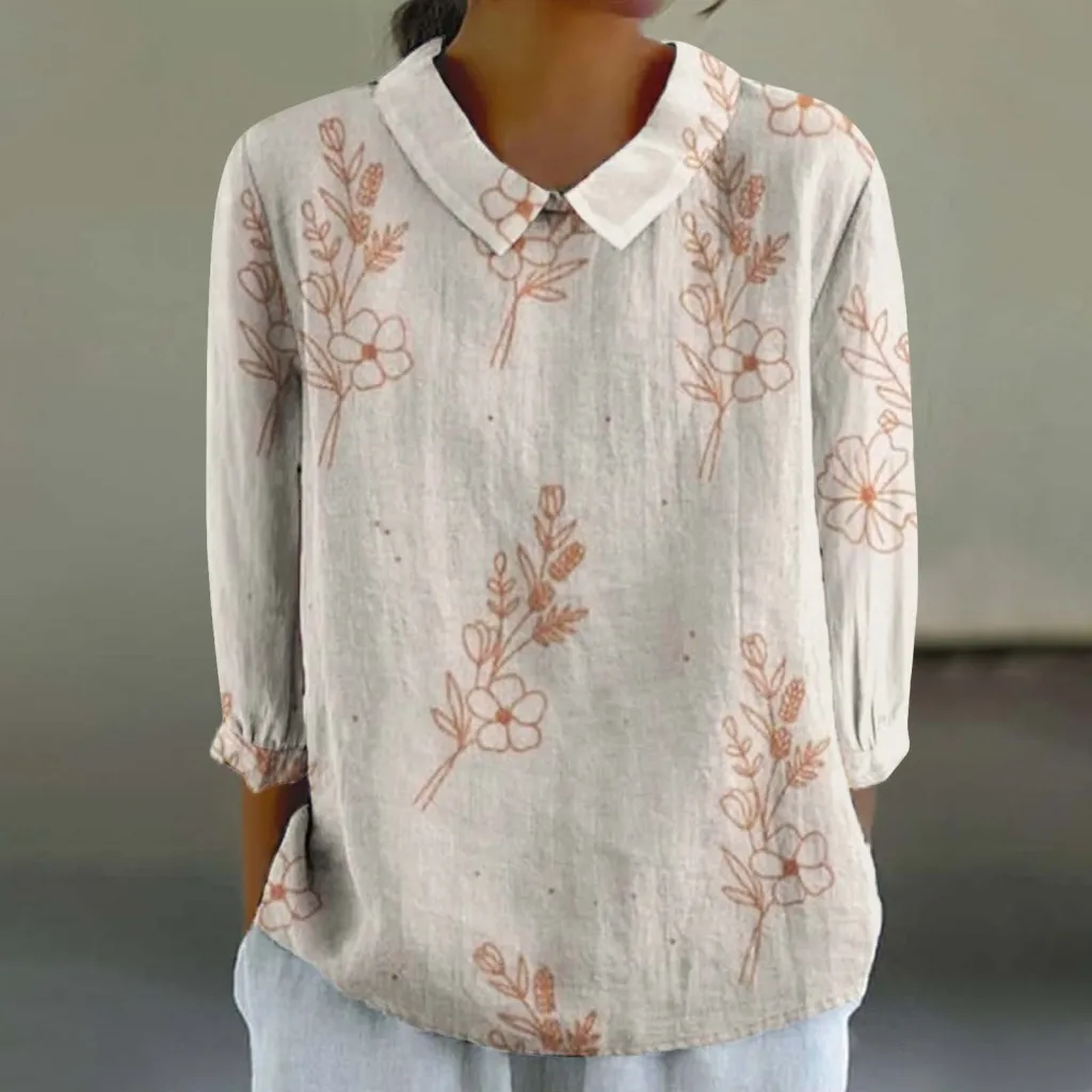 Women's Loose Casual Graffiti Printing Shirt - Xl2462Hyh9-L