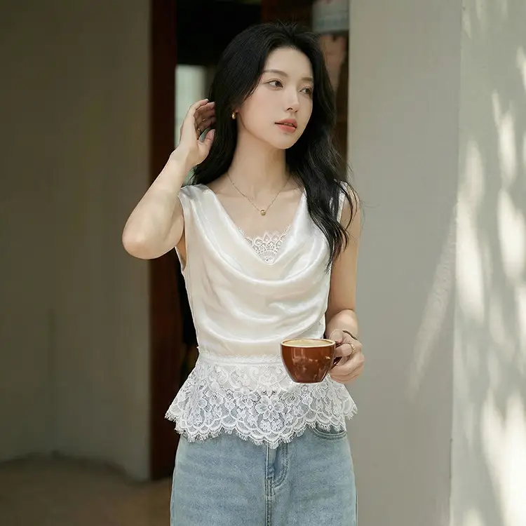Womens Early Spring New Arrival Back-Zip Lace-Up Sleeveless Vest