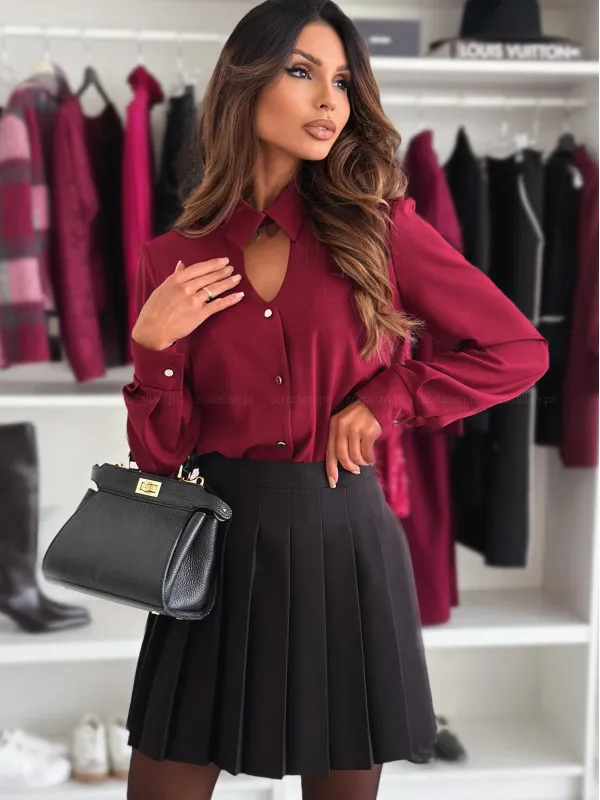 Fashion Button Long Sleeve Shirt For Women Red - Shop at LoveMi