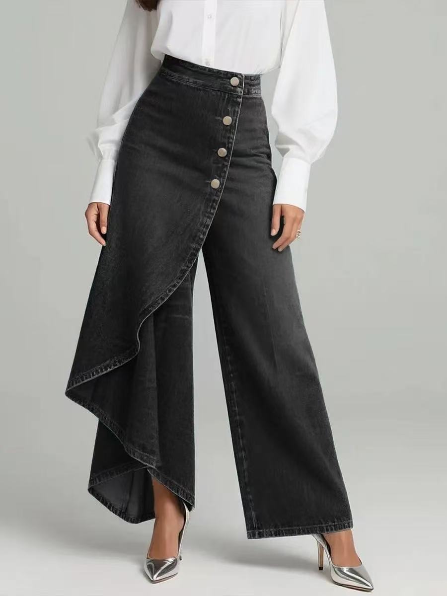 Women's denim skort front view