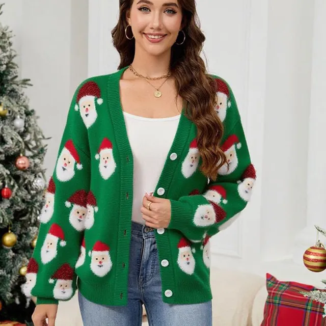 European And American Leisure Santa Claus Brocade Sweater Green - Shop at LoveMi