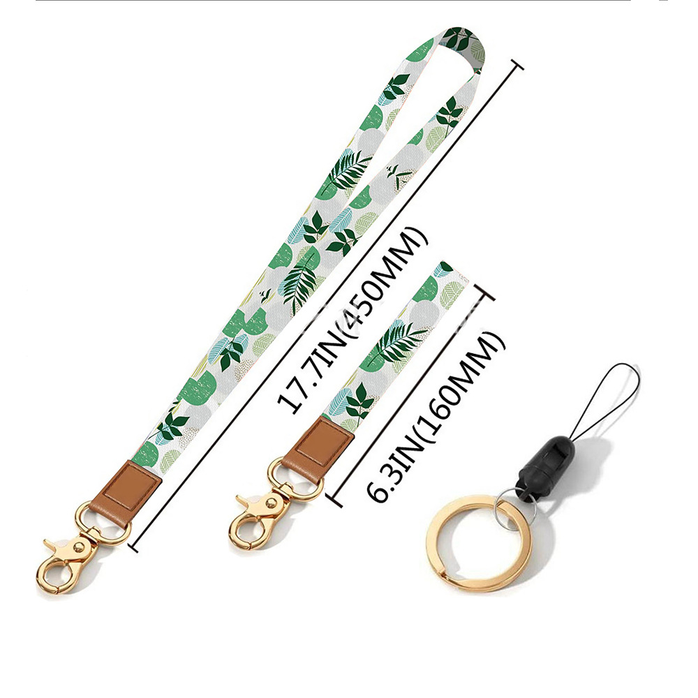 Leather-Polyester Wrist-Neck Dual-Use Keychain Lanyard