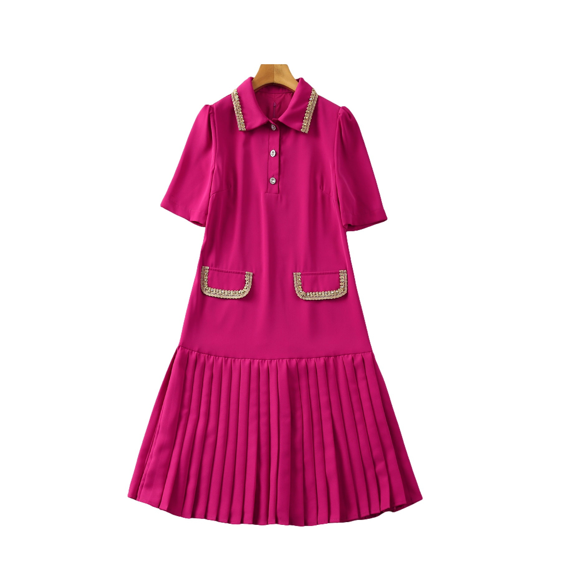 Lace Lapel Short Sleeve Dress, picture 6 of 8