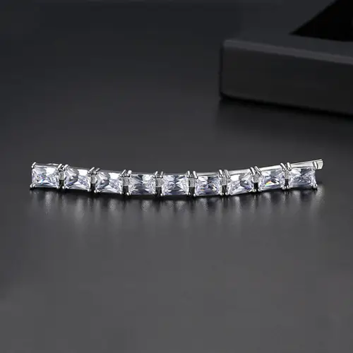 Square Zircon Gang Drill Women's Bobby Edge Clip