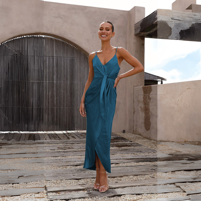 Women's Fashion Solid Color Sling French Dress