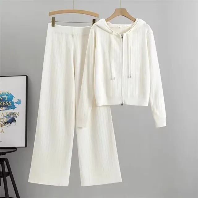 Western Style Fried Street Leisure Fashionable Knitted Suit White - Shop at LoveMi