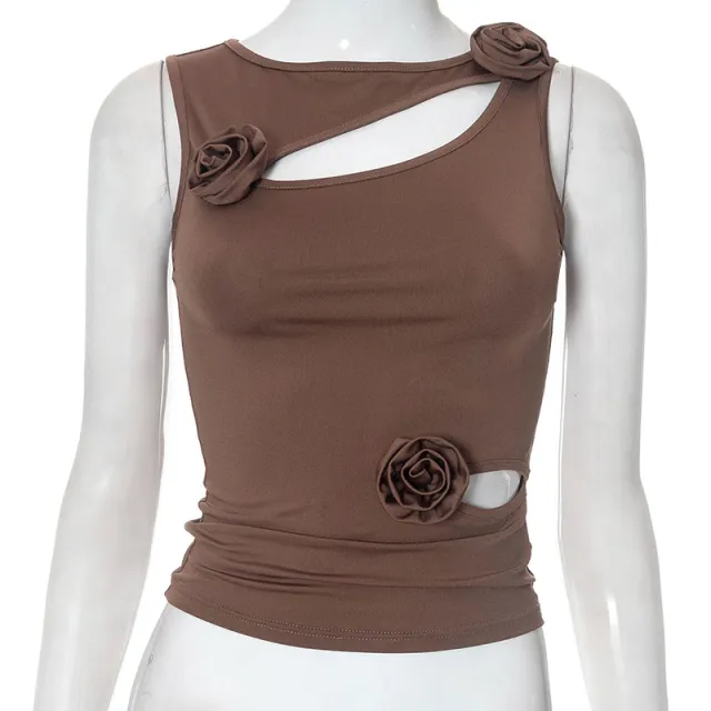Feel Hollow Camisole Slim Fit Slimming And Short Women Brown - Shop at LoveMi