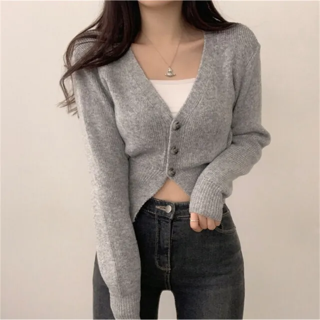 French style Versatile Slim fit Knit Cardigan For Petite Womenperfect For Fall And Winter Gray - Shop at LoveMi