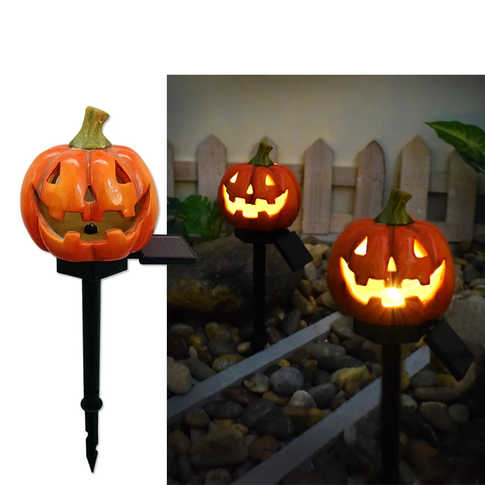 Creative Solar Outdoor Garden Halloween Pumpkin Lantern Resin Handicrafts Garden Festival Atmosphere Decorative Insert Light – image 9
