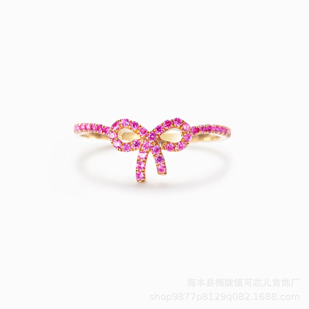 S925 Sterling Silver Bow Buckle Ring Female Simple Index Finger Ring