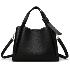 Soft Leather Women's Fashion Personality Shoulder Bag - Black - View 1